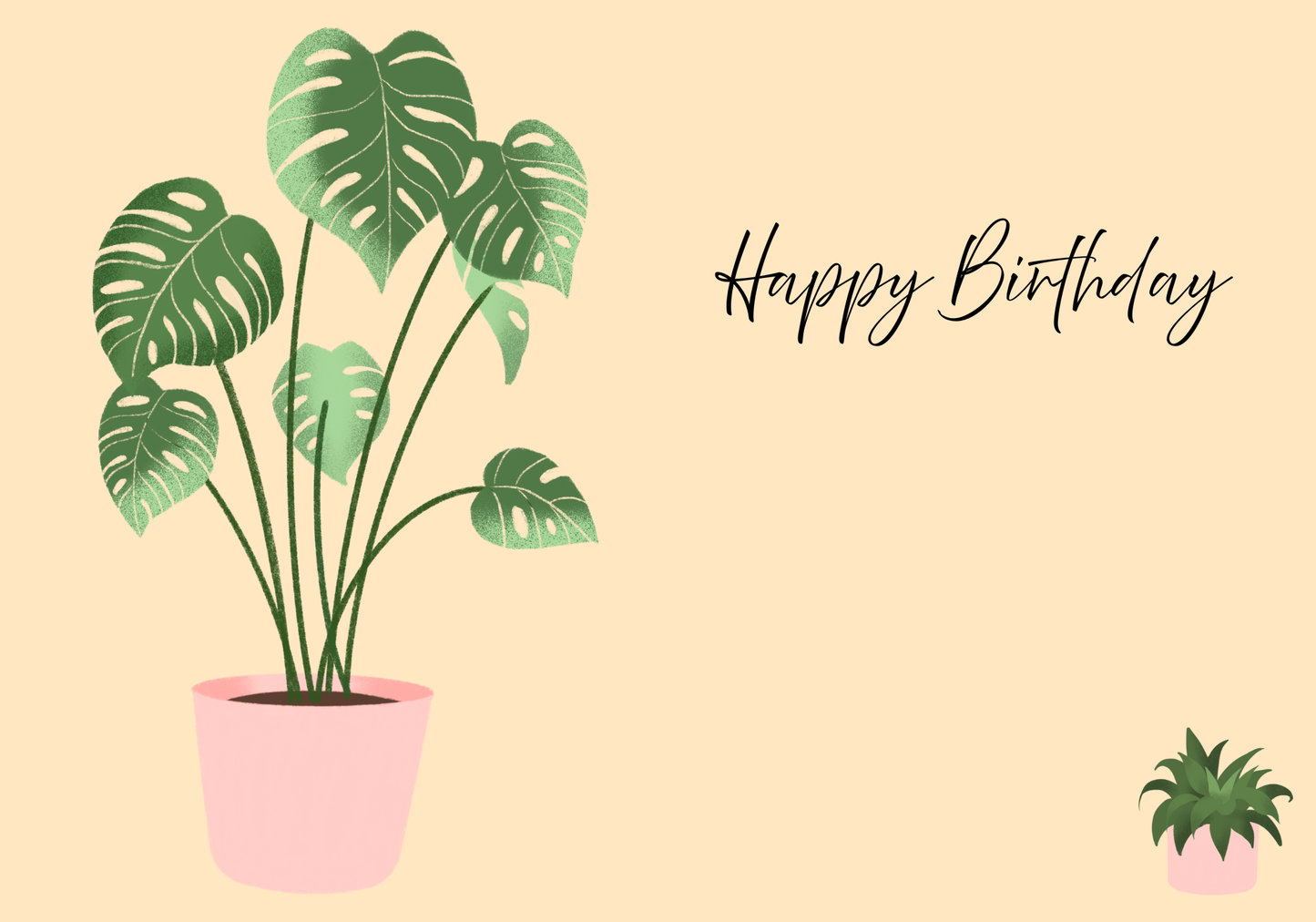 Boho Plant Lover Birthday Card – Pink Pots Edition