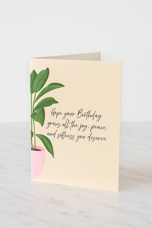 Boho Plant Lover Birthday Card – Pink Pots Edition