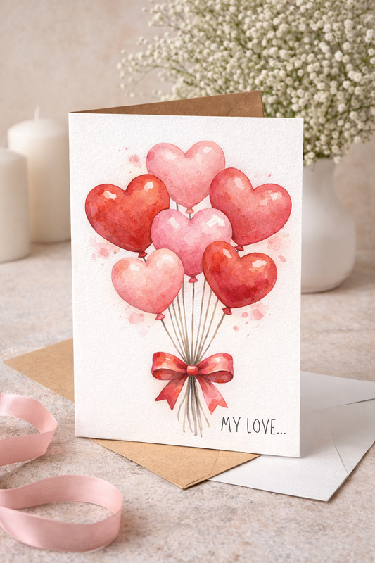 Valentine Heart Balloon Greeting Card