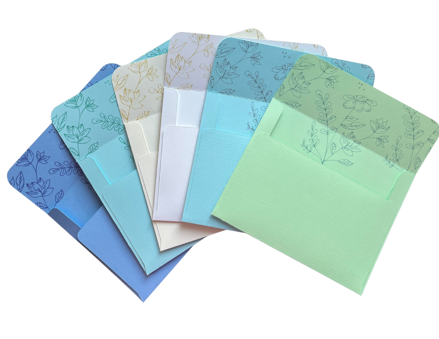 Handmade Textured Floral Envelopes – Set of 6 (5x6”)